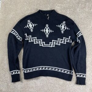 Fall River Knitting Mills‎ Mens Native Pattern Mock Neck Sweater Size S USA Made